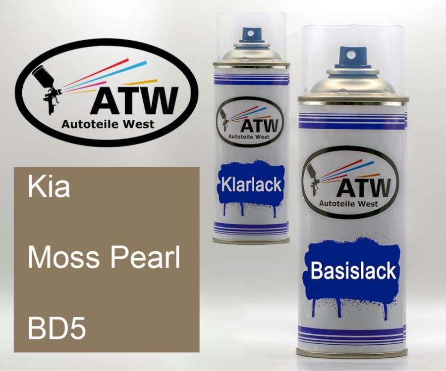 Kia, Moss Pearl, BD5: 400ml Sprühdose + 400ml Klarlack - Set, von ATW Autoteile West.